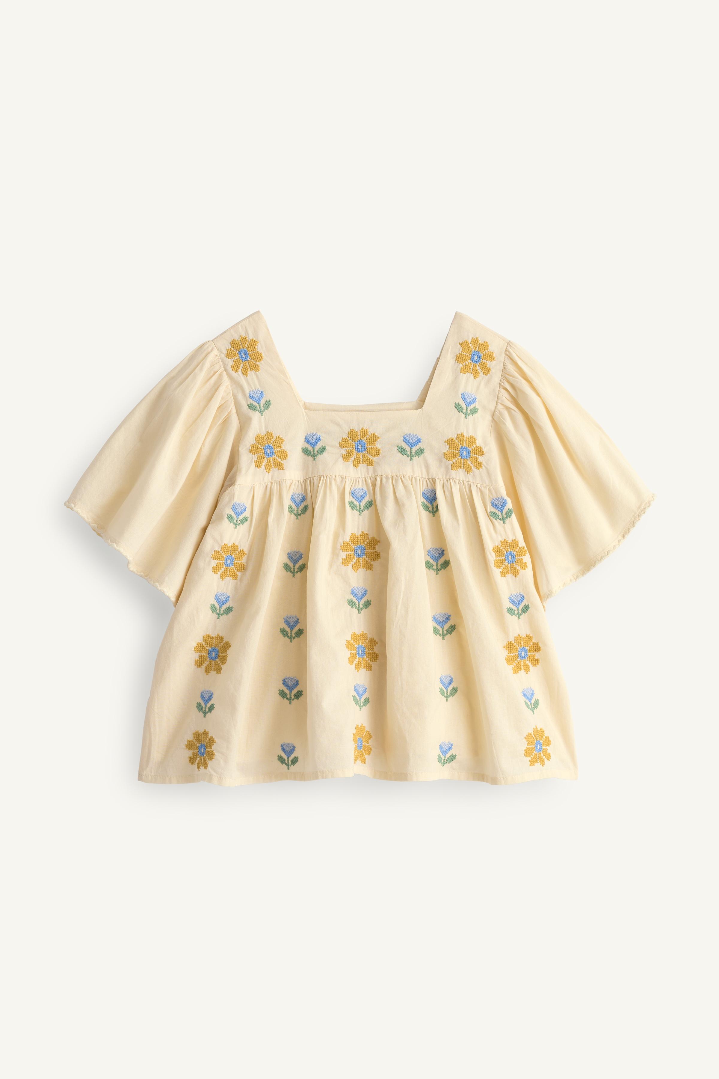 BLOUSE BRODERIES FLEURS POINT DE CROIX LIMITED EDITION